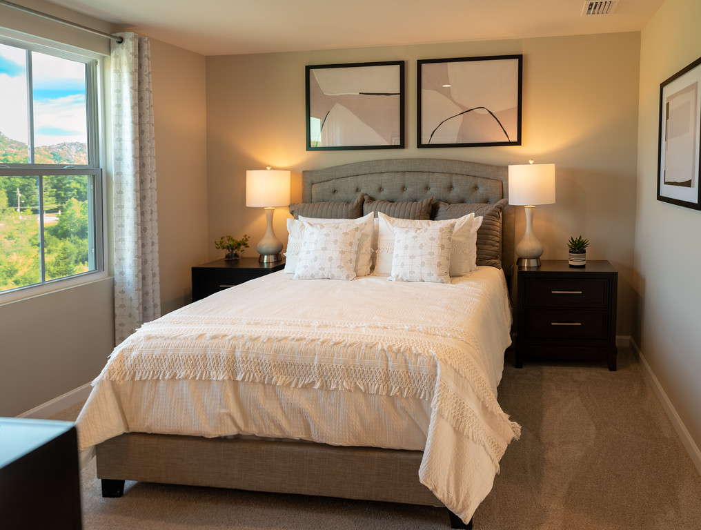 Wide architectural view of a staged residential interior